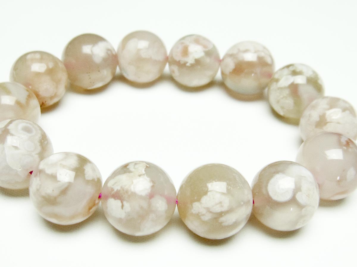 チェリーブロッサムアゲート ブレスレット 桜瑪瑙 15mm メール便可 [M便 1/10] 111-26388