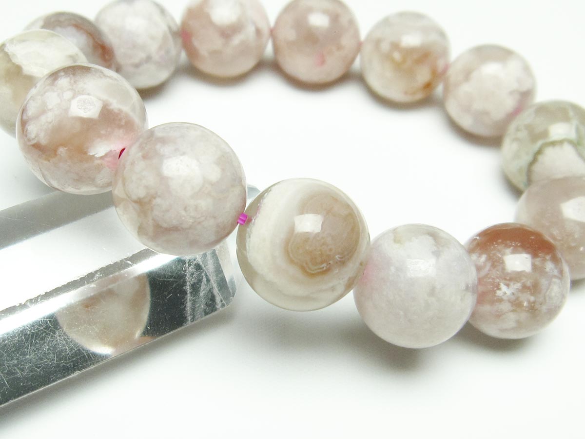 チェリーブロッサムアゲート ブレスレット 桜瑪瑙 16mm  メール便可 111-26390