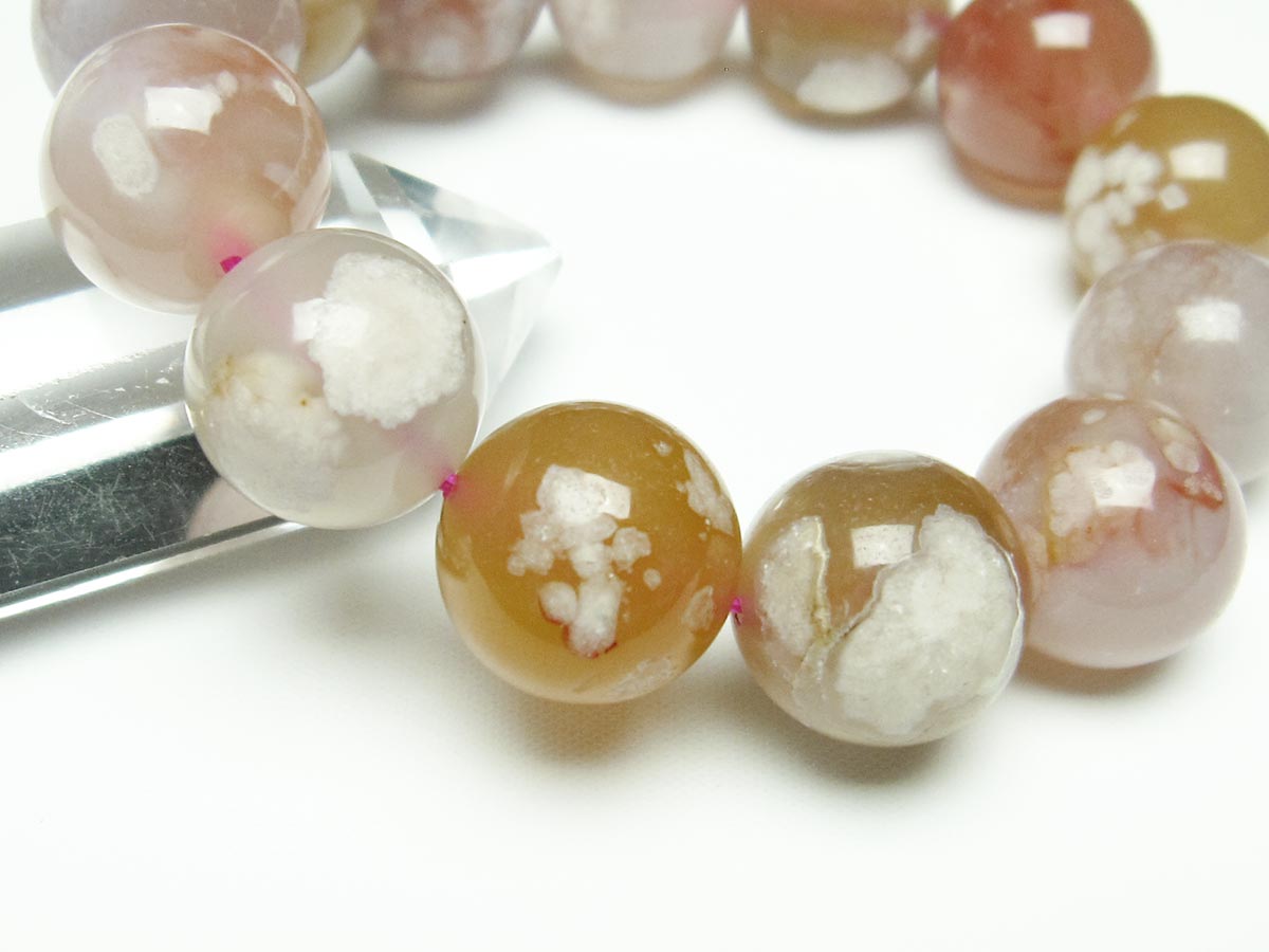 チェリーブロッサムアゲート ブレスレット 桜瑪瑙 17mm  メール便可 111-26391
