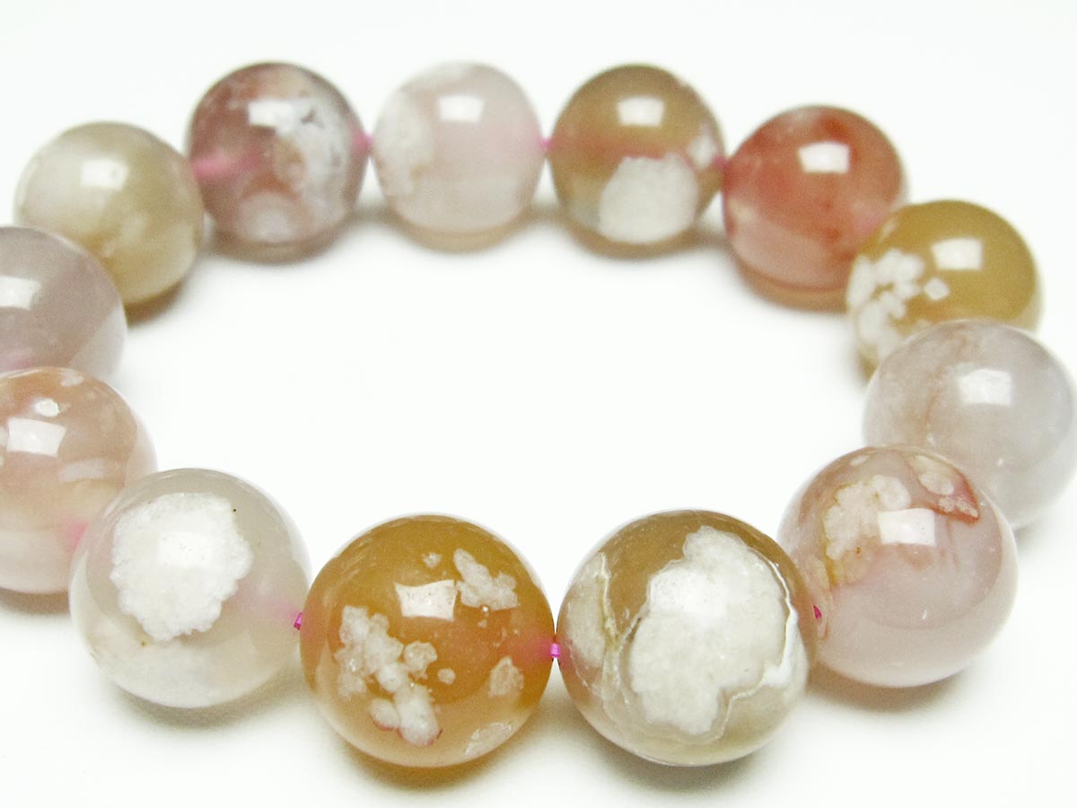 チェリーブロッサムアゲート ブレスレット 桜瑪瑙 17mm  メール便可 111-26391