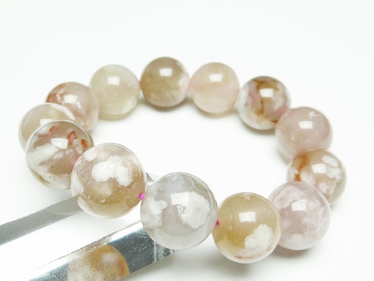 チェリーブロッサムアゲート ブレスレット 桜瑪瑙 17mm  メール便可 111-26392