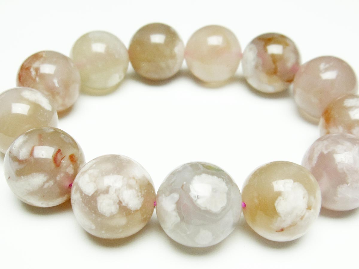 チェリーブロッサムアゲート ブレスレット 桜瑪瑙 17mm  メール便可 111-26392