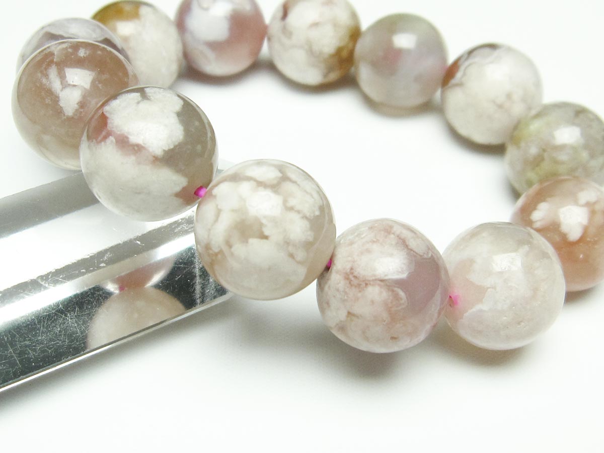 チェリーブロッサムアゲート ブレスレット 桜瑪瑙 17mm  メール便可 111-26393