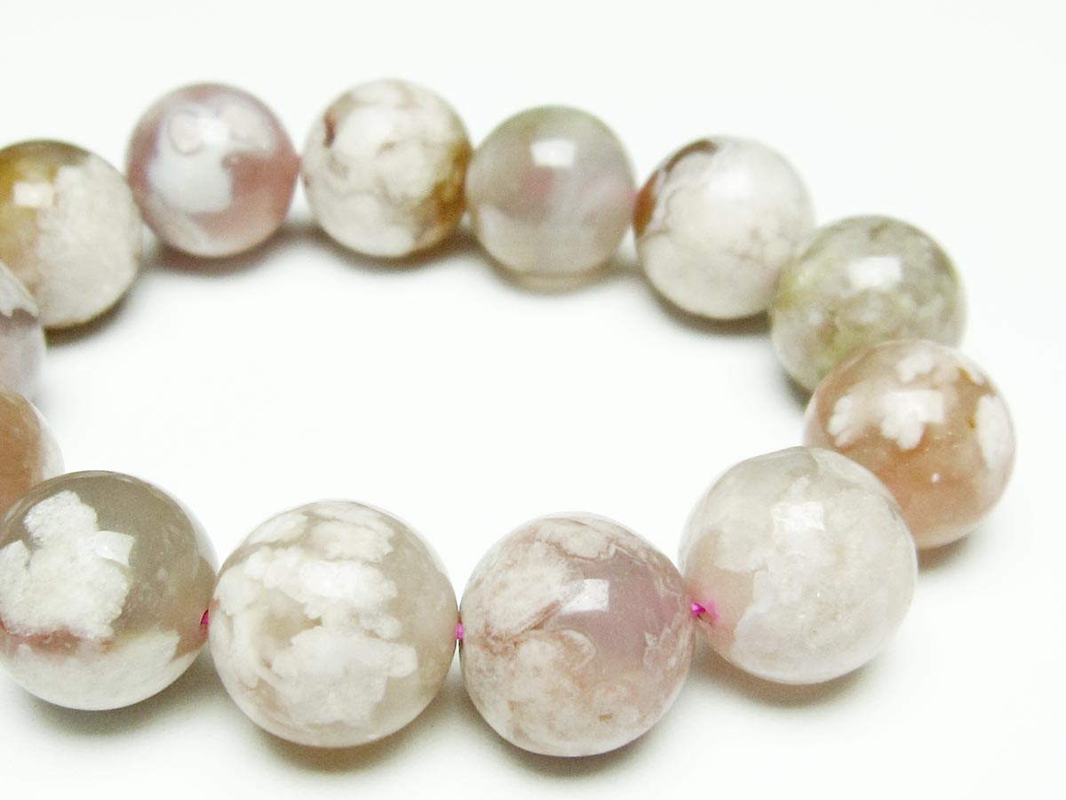 チェリーブロッサムアゲート ブレスレット 桜瑪瑙 17mm  メール便可 111-26393