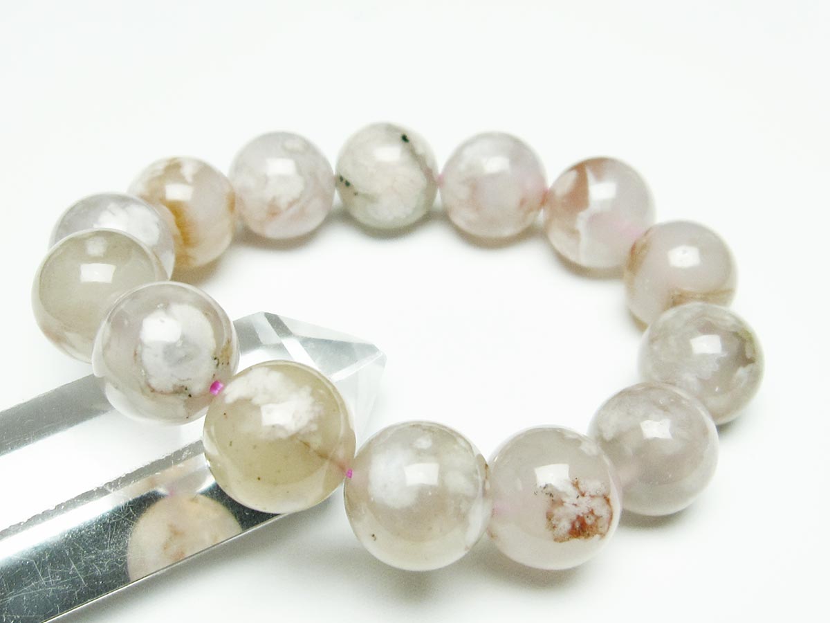 チェリーブロッサムアゲート ブレスレット 桜瑪瑙 15mm メール便可 [M便 1/10] 111-26395