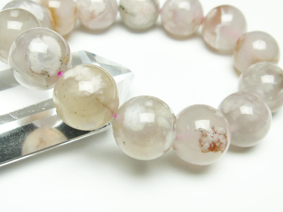 チェリーブロッサムアゲート ブレスレット 桜瑪瑙 15mm メール便可 [M便 1/10] 111-26395