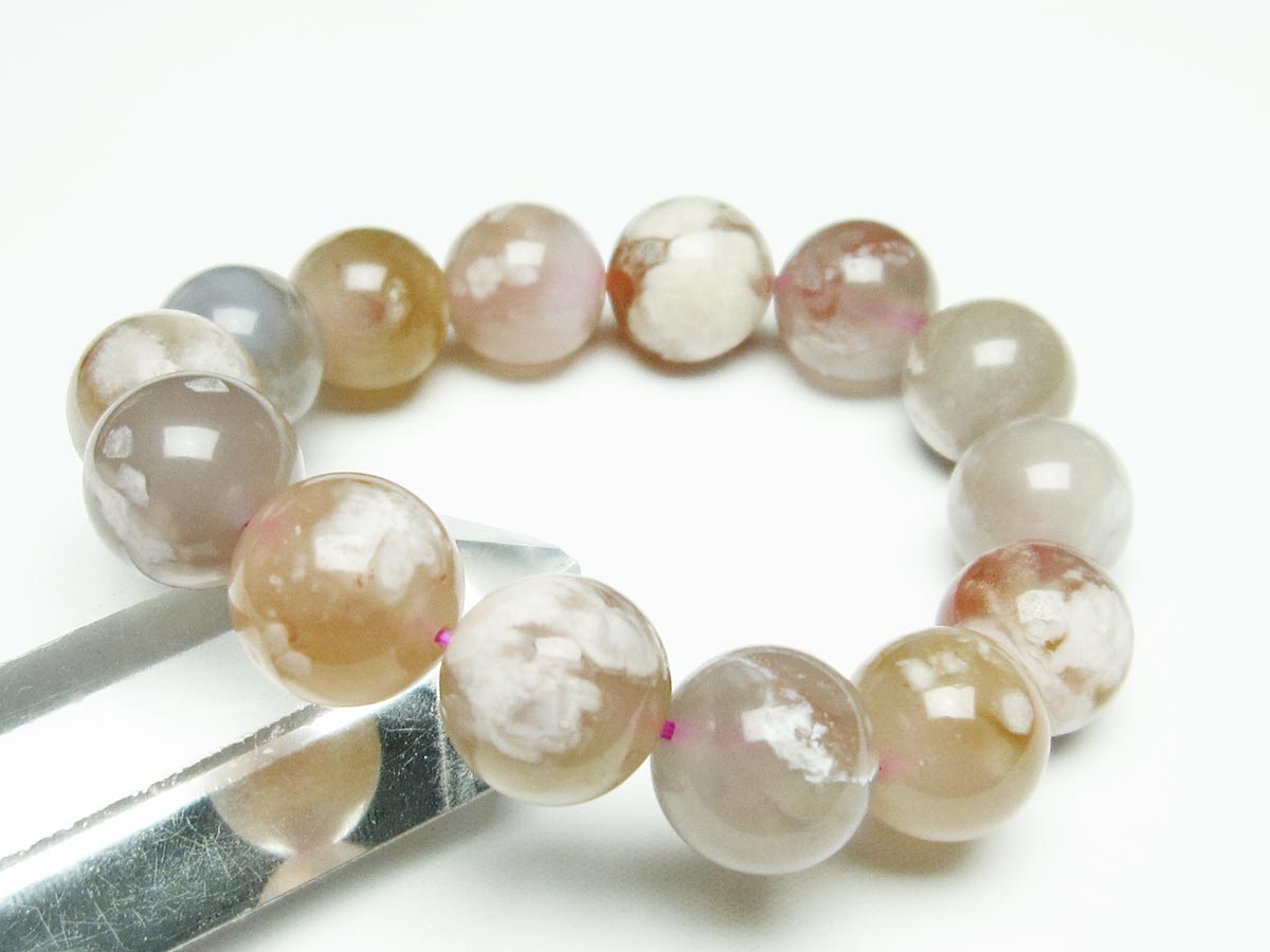 チェリーブロッサムアゲート ブレスレット 桜瑪瑙 15mm メール便可 [M便 1/10] 111-26396