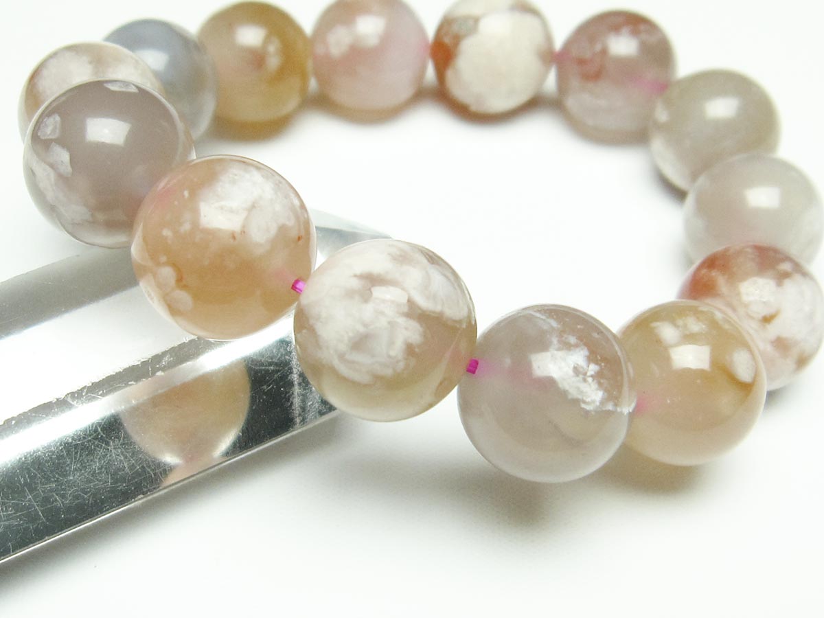 チェリーブロッサムアゲート ブレスレット 桜瑪瑙 15mm メール便可 [M便 1/10] 111-26396