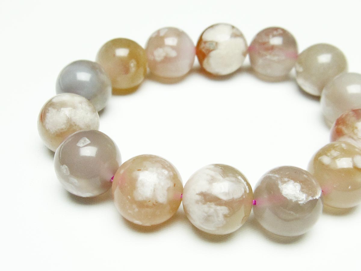 チェリーブロッサムアゲート ブレスレット 桜瑪瑙 15mm メール便可 [M便 1/10] 111-26396