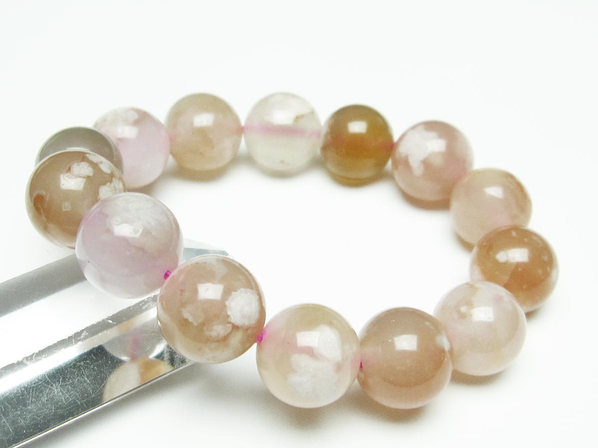 チェリーブロッサムアゲート ブレスレット 桜瑪瑙 15mm メール便可 [M便 1/10] 111-26397