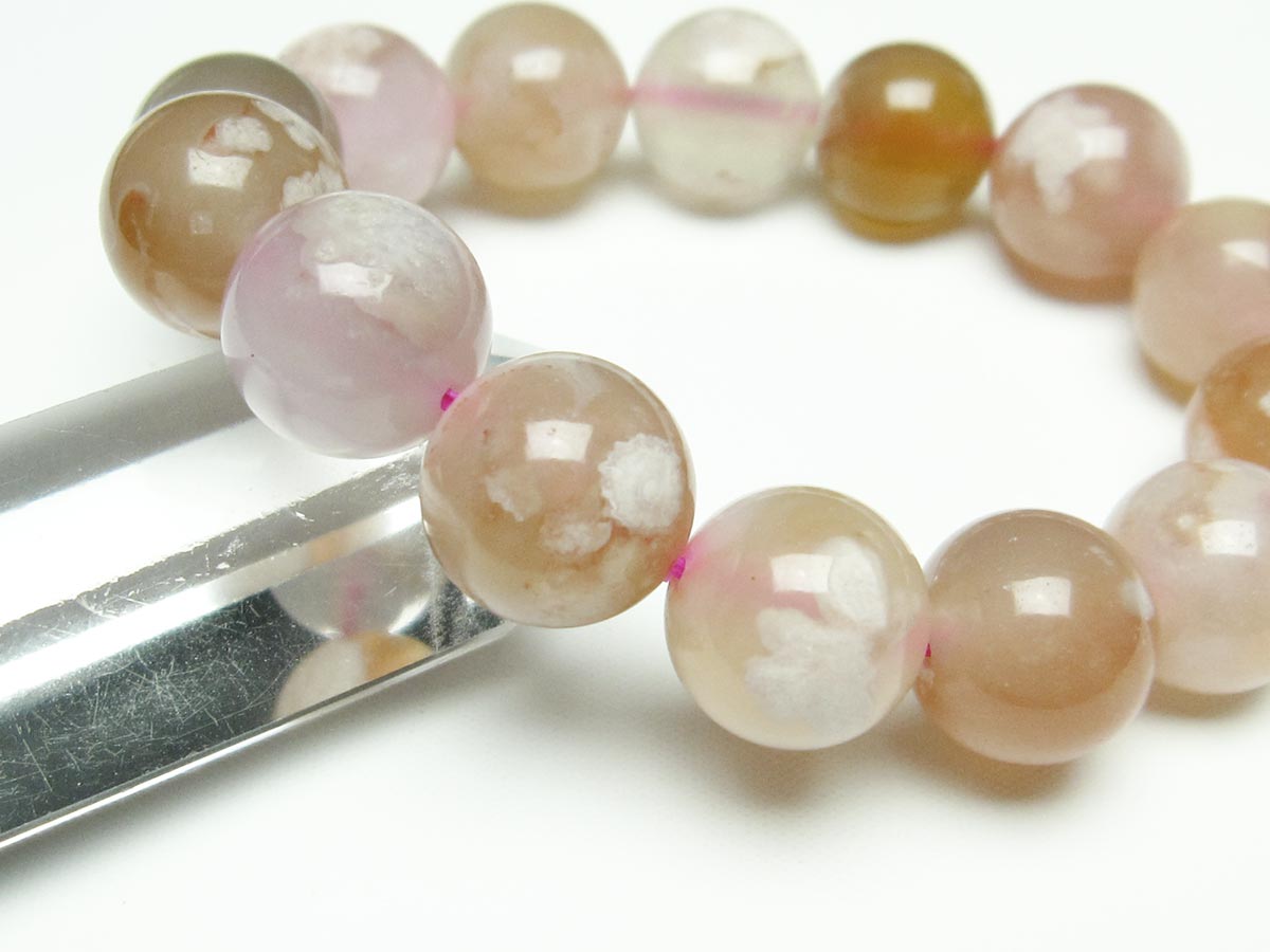 チェリーブロッサムアゲート ブレスレット 桜瑪瑙 15mm メール便可 [M便 1/10] 111-26397