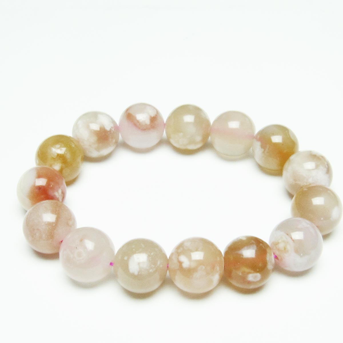 チェリーブロッサムアゲート ブレスレット 桜瑪瑙 14mm メール便可 [M便 1/10] 111-26398