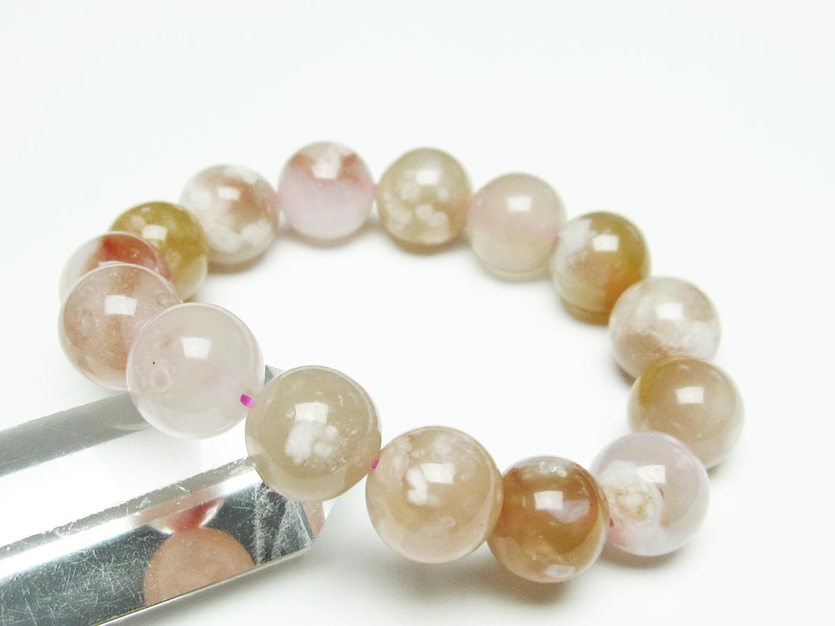 チェリーブロッサムアゲート ブレスレット 桜瑪瑙 14mm メール便可 [M便 1/10] 111-26398