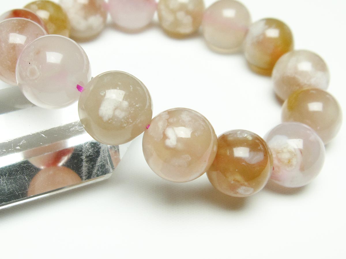 チェリーブロッサムアゲート ブレスレット 桜瑪瑙 14mm メール便可 [M便 1/10] 111-26398