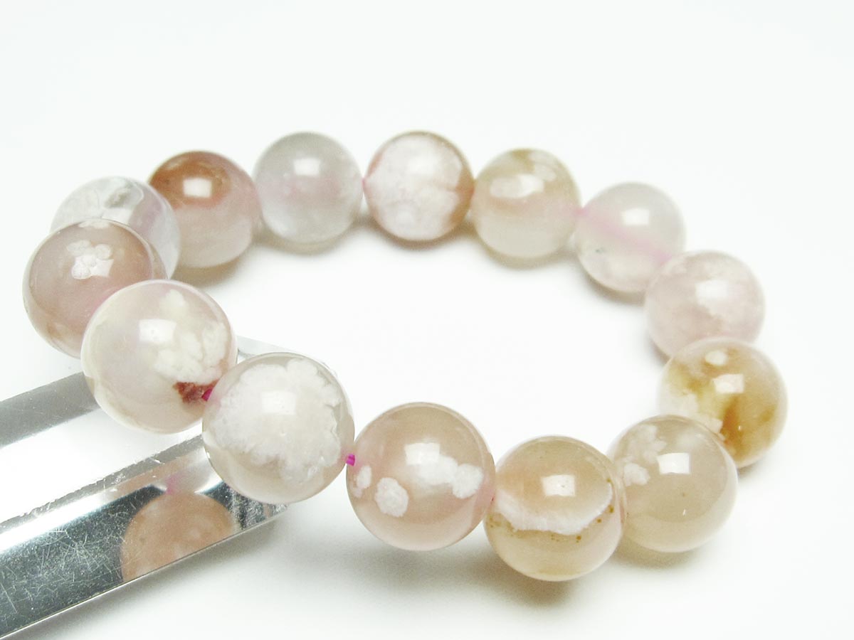 チェリーブロッサムアゲート ブレスレット 桜瑪瑙 15mm メール便可 [M便 1/10] 111-26399