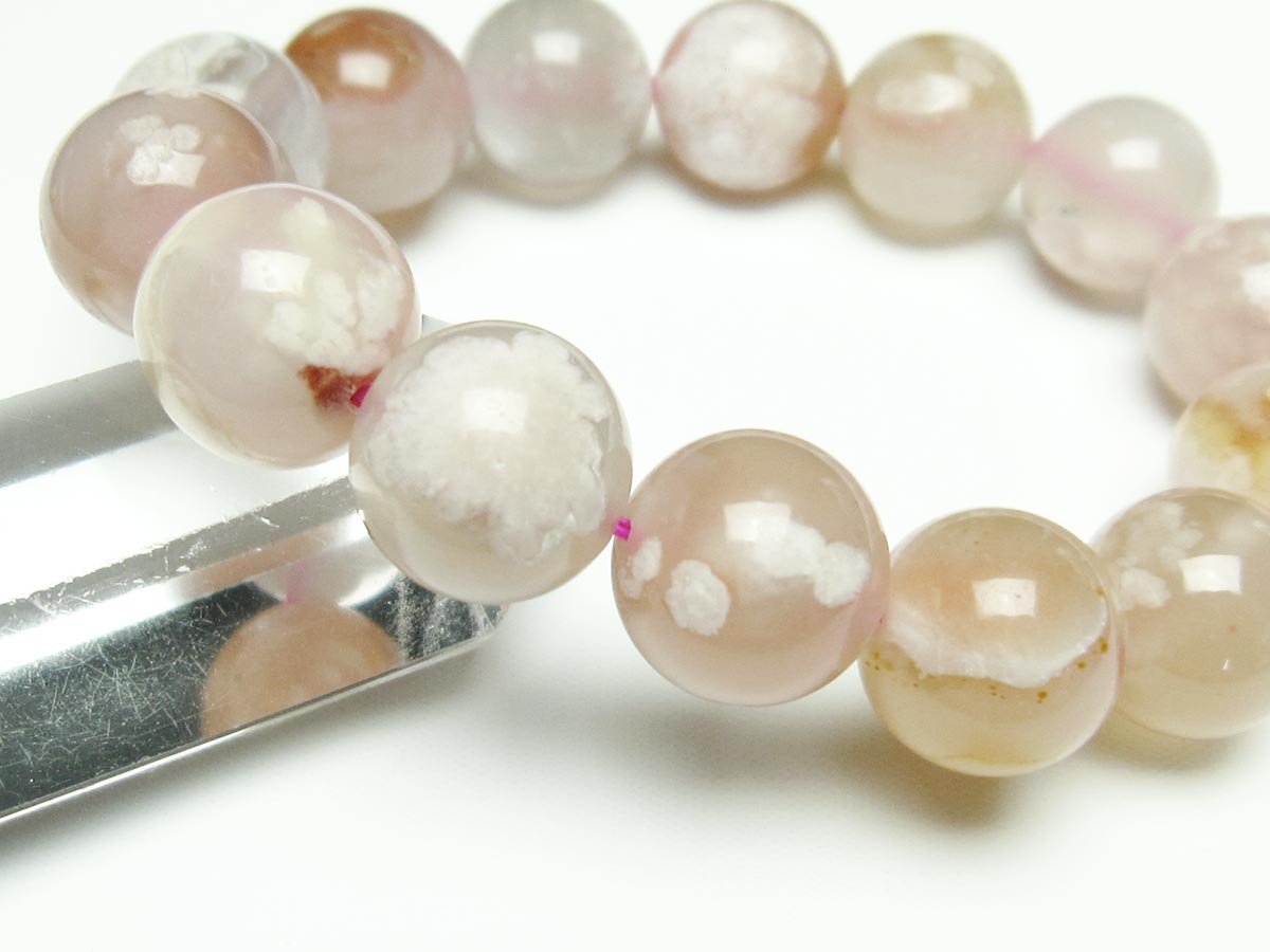 チェリーブロッサムアゲート ブレスレット 桜瑪瑙 15mm メール便可 [M便 1/10] 111-26399