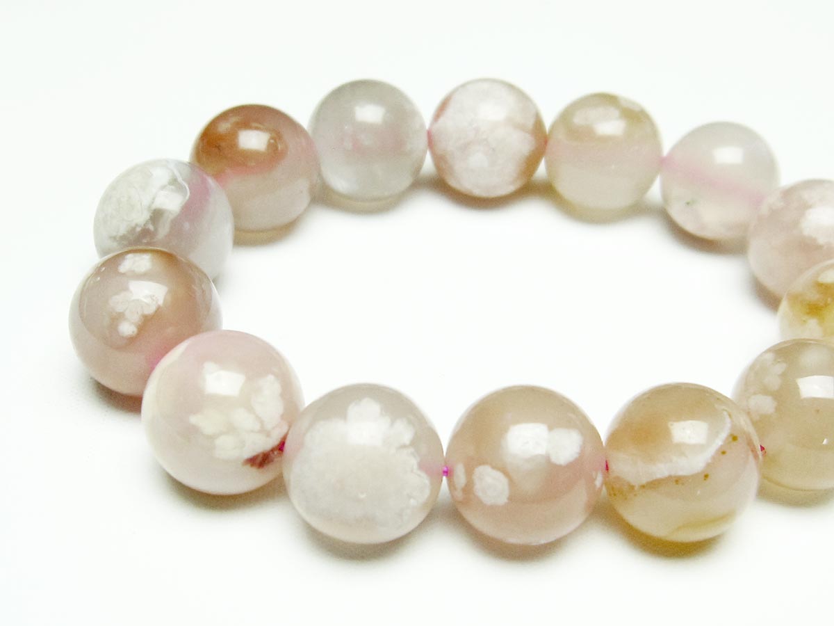 チェリーブロッサムアゲート ブレスレット 桜瑪瑙 15mm メール便可 [M便 1/10] 111-26399