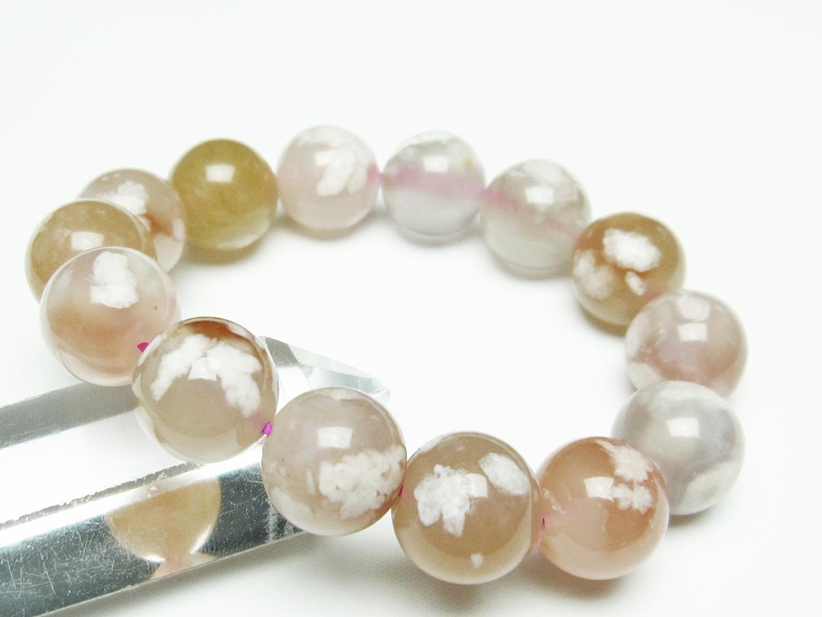 チェリーブロッサムアゲート ブレスレット 桜瑪瑙 15mm メール便可 [M便 1/10] 111-26401