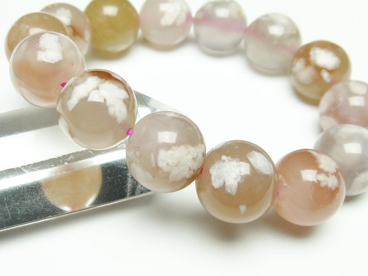 チェリーブロッサムアゲート ブレスレット 桜瑪瑙 15mm メール便可 [M便 1/10] 111-26401