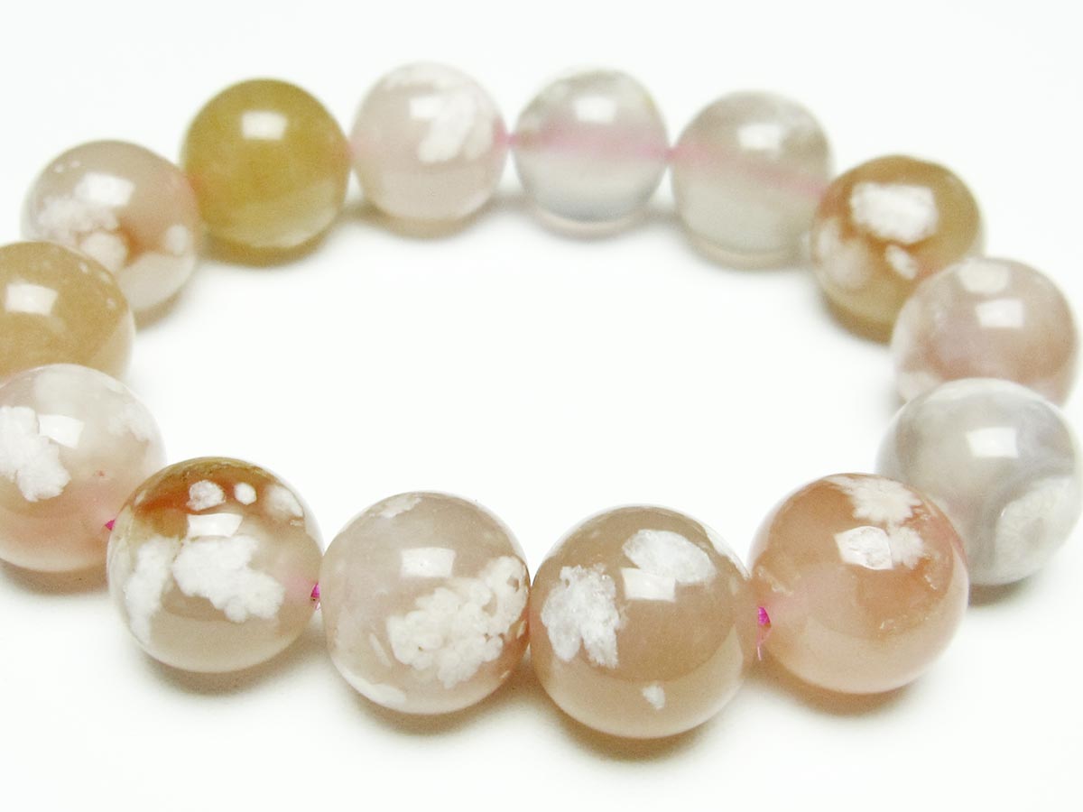 チェリーブロッサムアゲート ブレスレット 桜瑪瑙 15mm メール便可 [M便 1/10] 111-26401