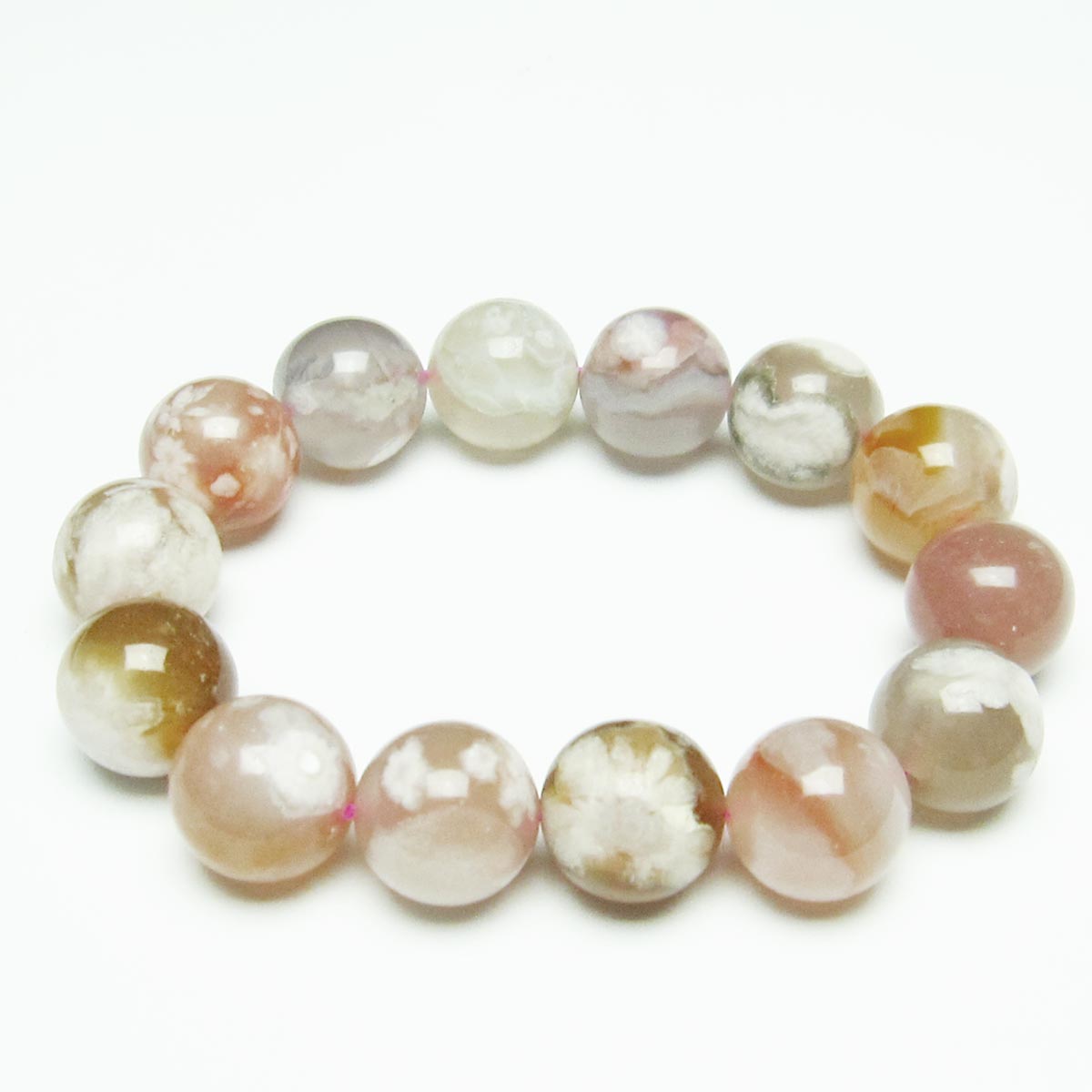 チェリーブロッサムアゲート ブレスレット 桜瑪瑙 15mm メール便可 [M便 1/10] 111-26402