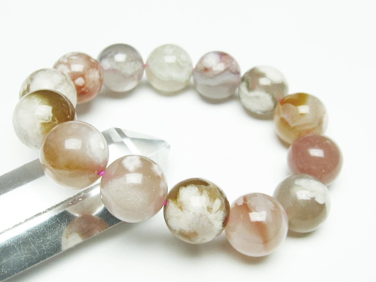 チェリーブロッサムアゲート ブレスレット 桜瑪瑙 15mm メール便可 [M便 1/10] 111-26402