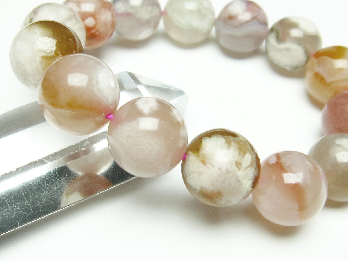 チェリーブロッサムアゲート ブレスレット 桜瑪瑙 15mm メール便可 [M便 1/10] 111-26402