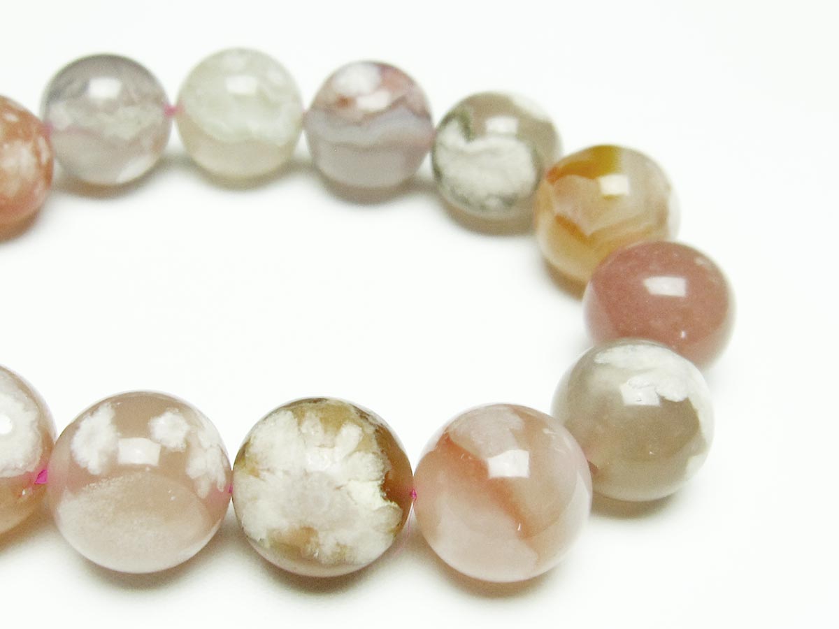 チェリーブロッサムアゲート ブレスレット 桜瑪瑙 15mm メール便可 [M便 1/10] 111-26402