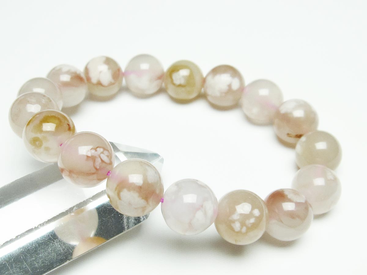 チェリーブロッサムアゲート ブレスレット 桜瑪瑙 13mm メール便可 [M便 1/10] 111-26407