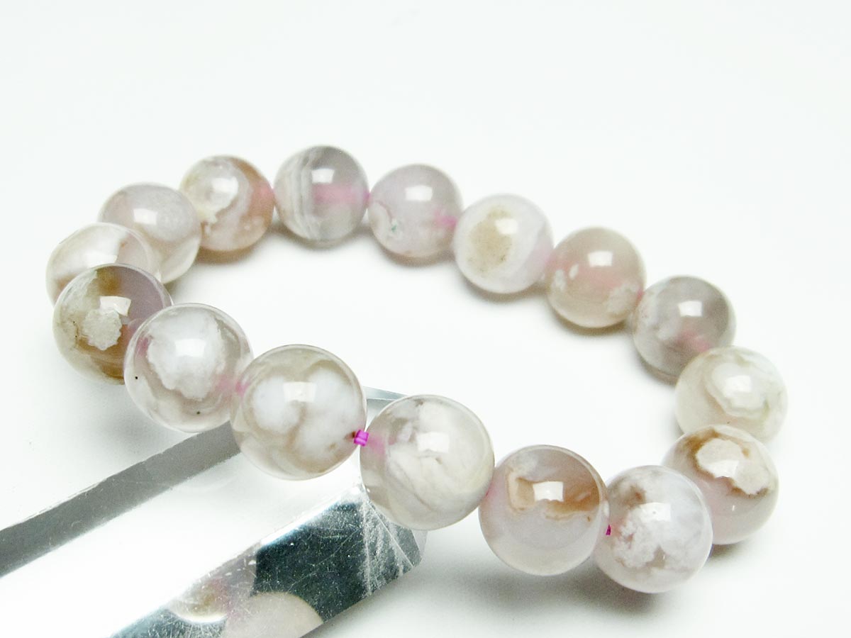 チェリーブロッサムアゲート ブレスレット 桜瑪瑙 13mm メール便可 [M便 1/10] 111-26409