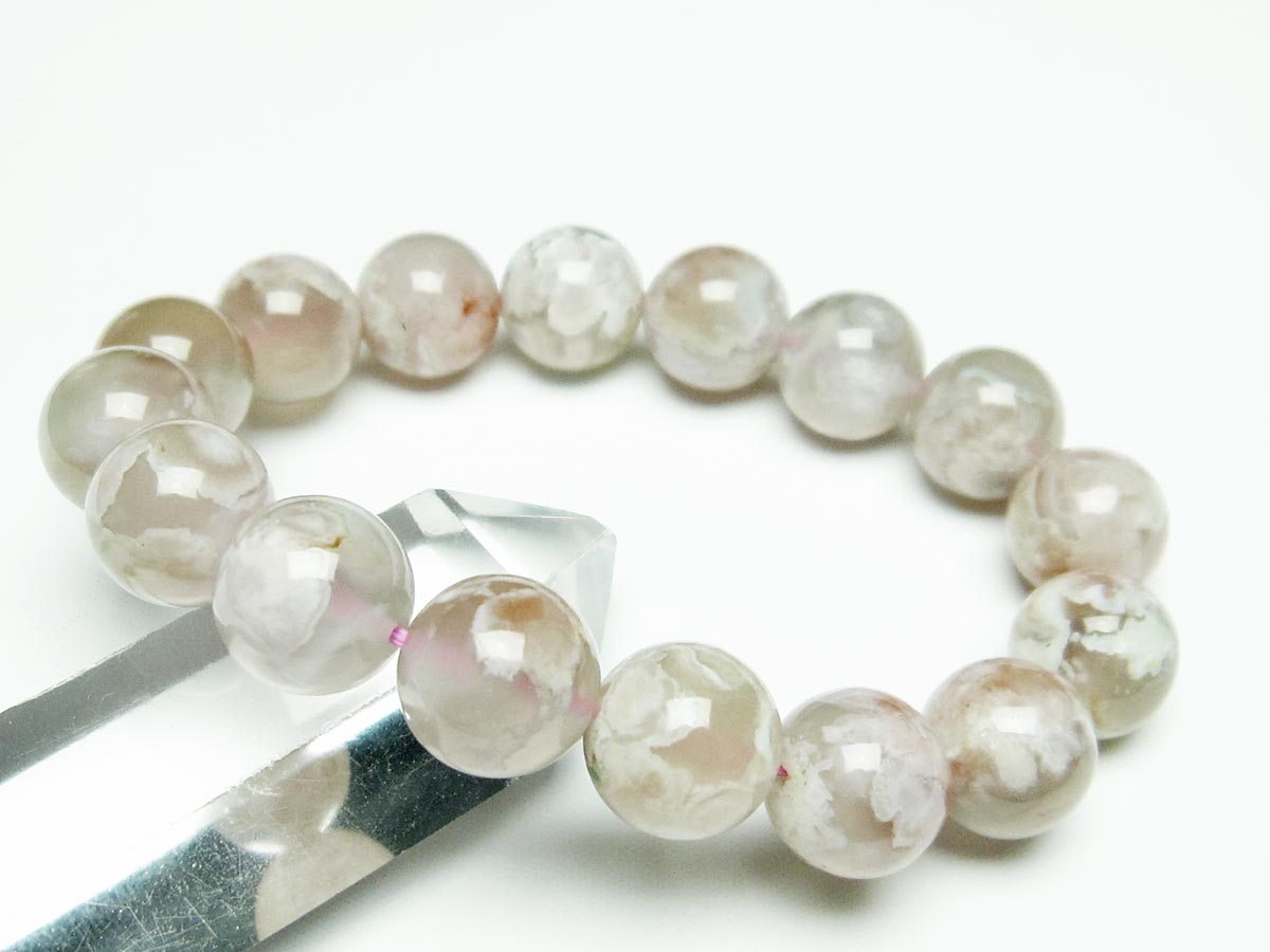 チェリーブロッサムアゲート ブレスレット 桜瑪瑙 14mm メール便可 [M便 1/10] 111-26411