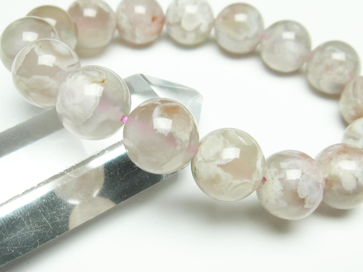 チェリーブロッサムアゲート ブレスレット 桜瑪瑙 14mm メール便可 [M便 1/10] 111-26411