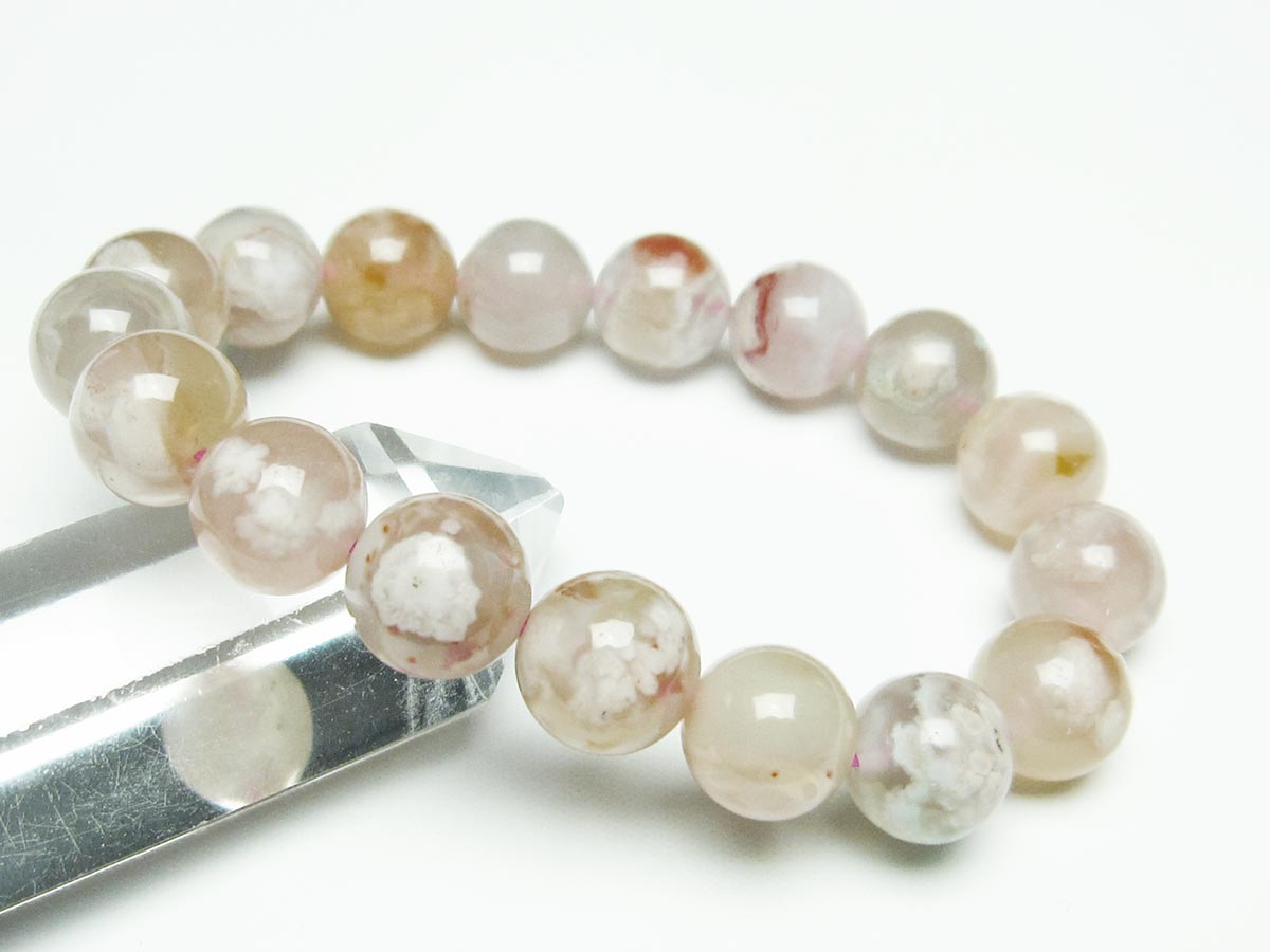 チェリーブロッサムアゲート ブレスレット 桜瑪瑙 12mm メール便可 [M便 1/10] 111-26414