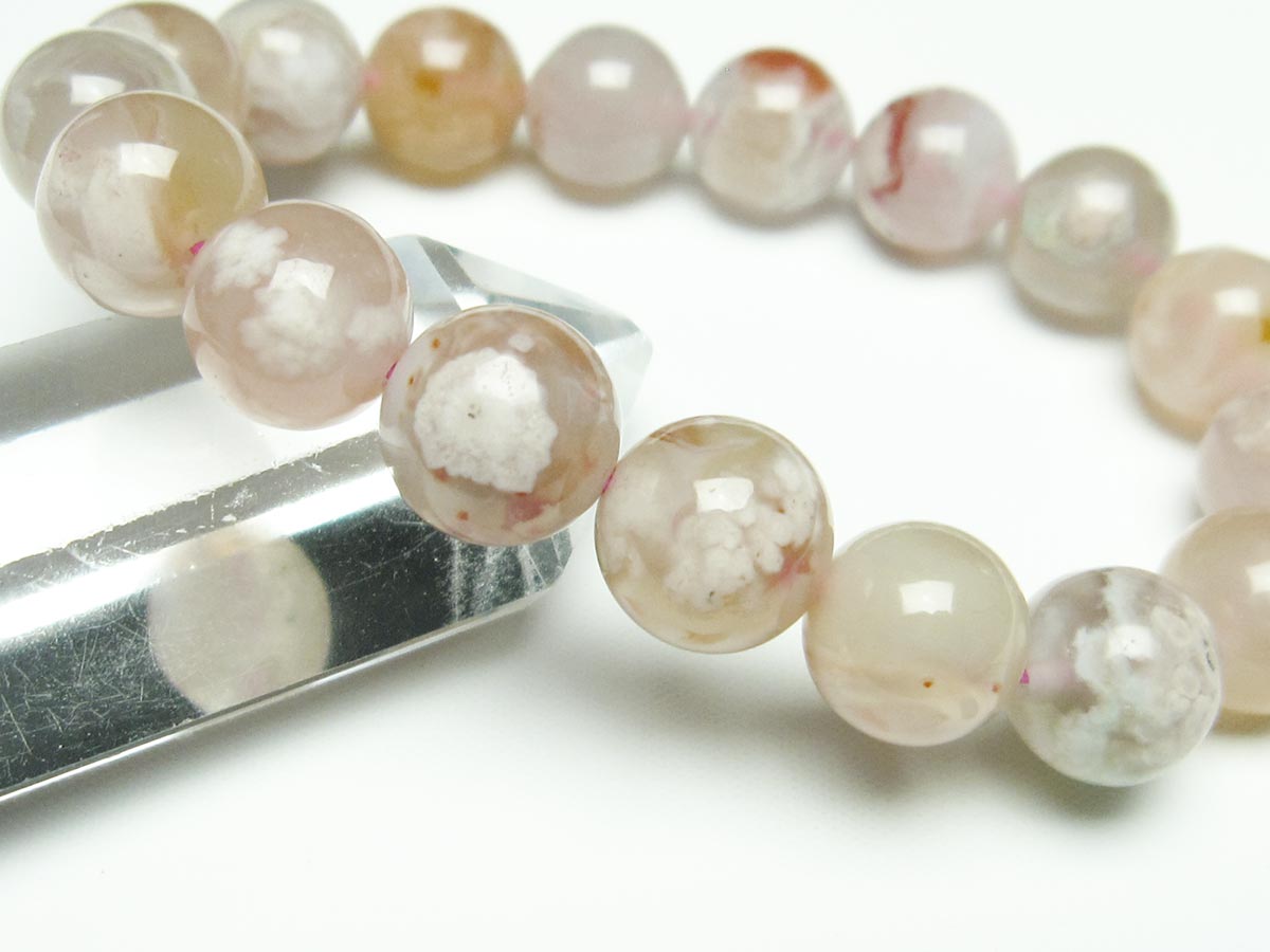 チェリーブロッサムアゲート ブレスレット 桜瑪瑙 12mm メール便可 [M便 1/10] 111-26414