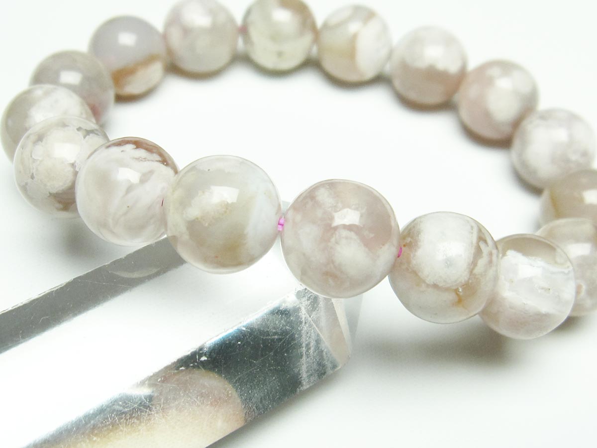 チェリーブロッサムアゲート ブレスレット 桜瑪瑙 12mm メール便可 [M便 1/10] 111-26415