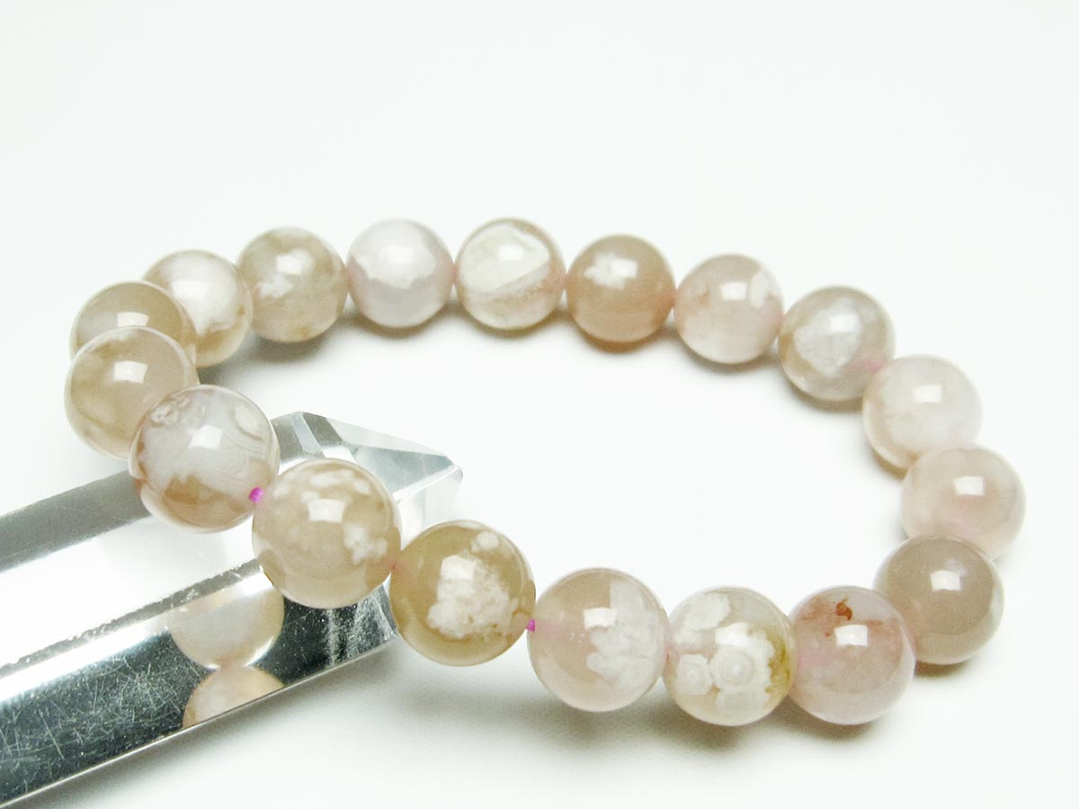 チェリーブロッサムアゲート ブレスレット 桜瑪瑙 12mm メール便可 [M便 1/10] 111-26435