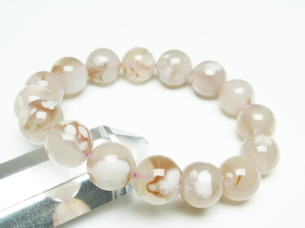 チェリーブロッサムアゲート ブレスレット 桜瑪瑙 14mm メール便可 [M便 1/10] 111-26440