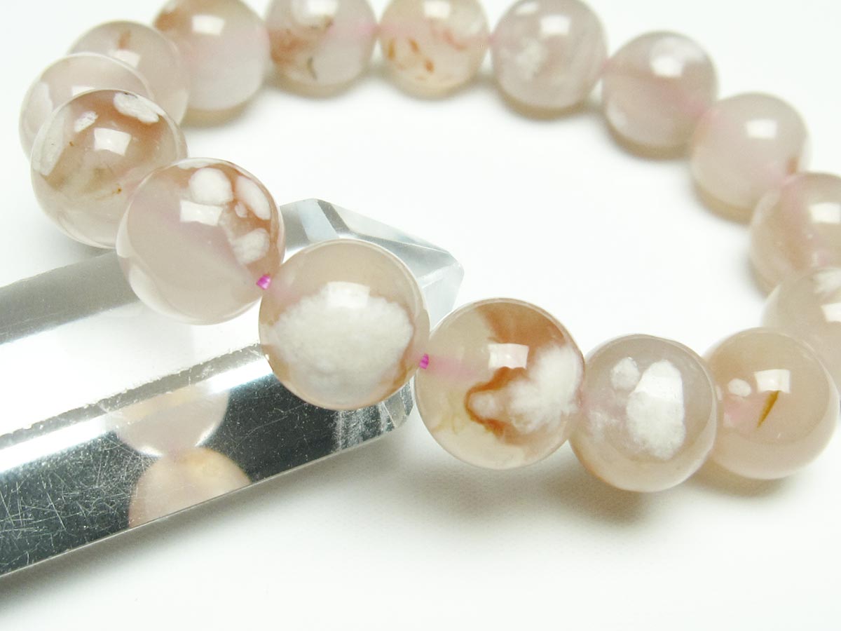 チェリーブロッサムアゲート ブレスレット 桜瑪瑙 14mm メール便可 [M便 1/10] 111-26440