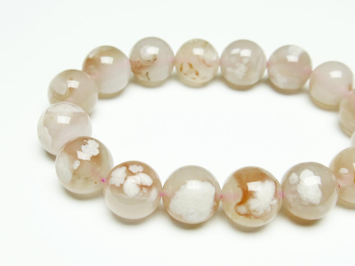 チェリーブロッサムアゲート ブレスレット 桜瑪瑙 14mm メール便可 [M便 1/10] 111-26440