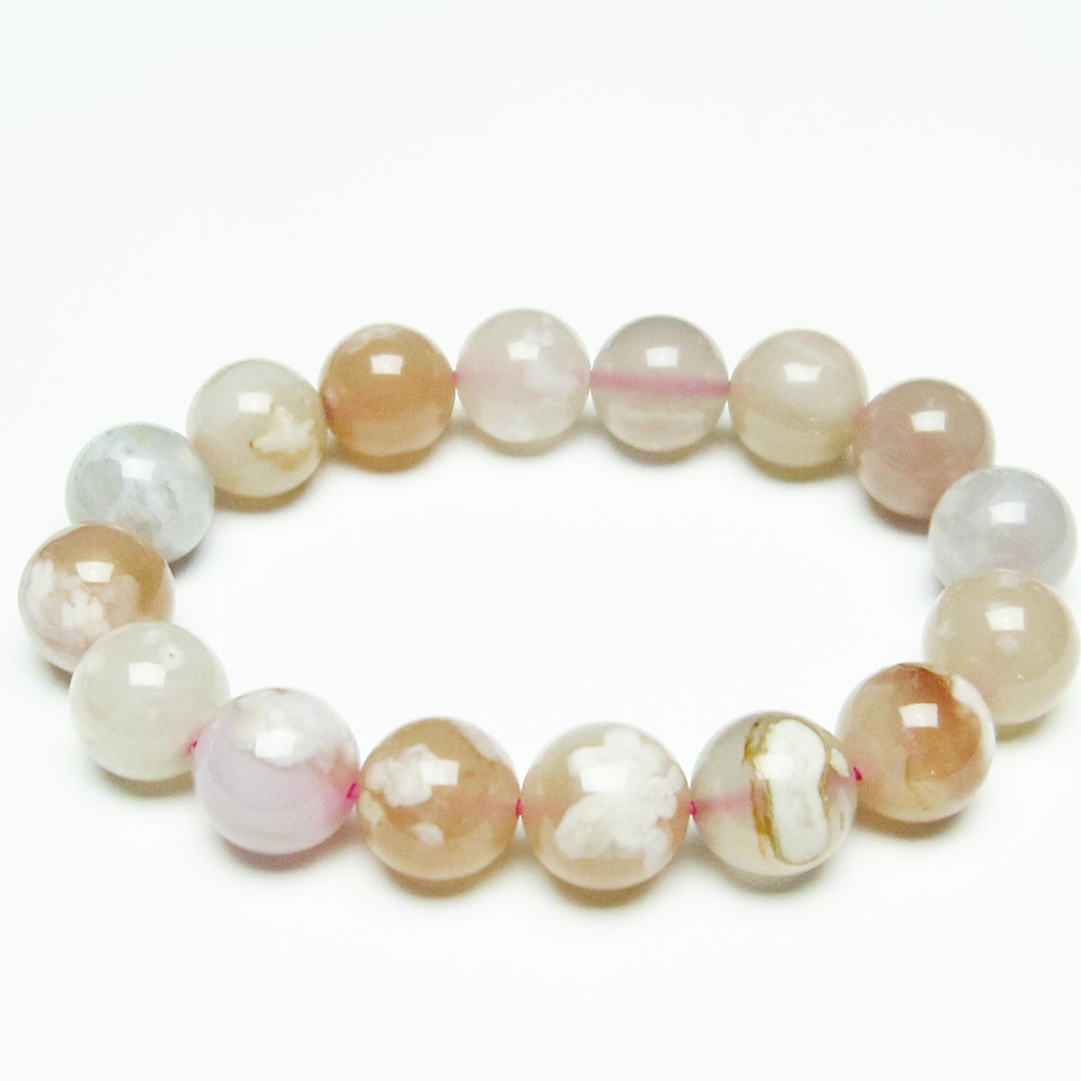 チェリーブロッサムアゲート ブレスレット 桜瑪瑙 13mm メール便可 [M便 1/10] 111-26448