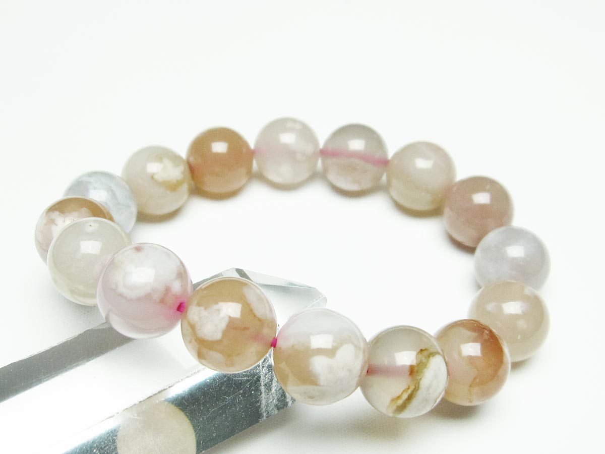 チェリーブロッサムアゲート ブレスレット 桜瑪瑙 13mm メール便可 [M便 1/10] 111-26448