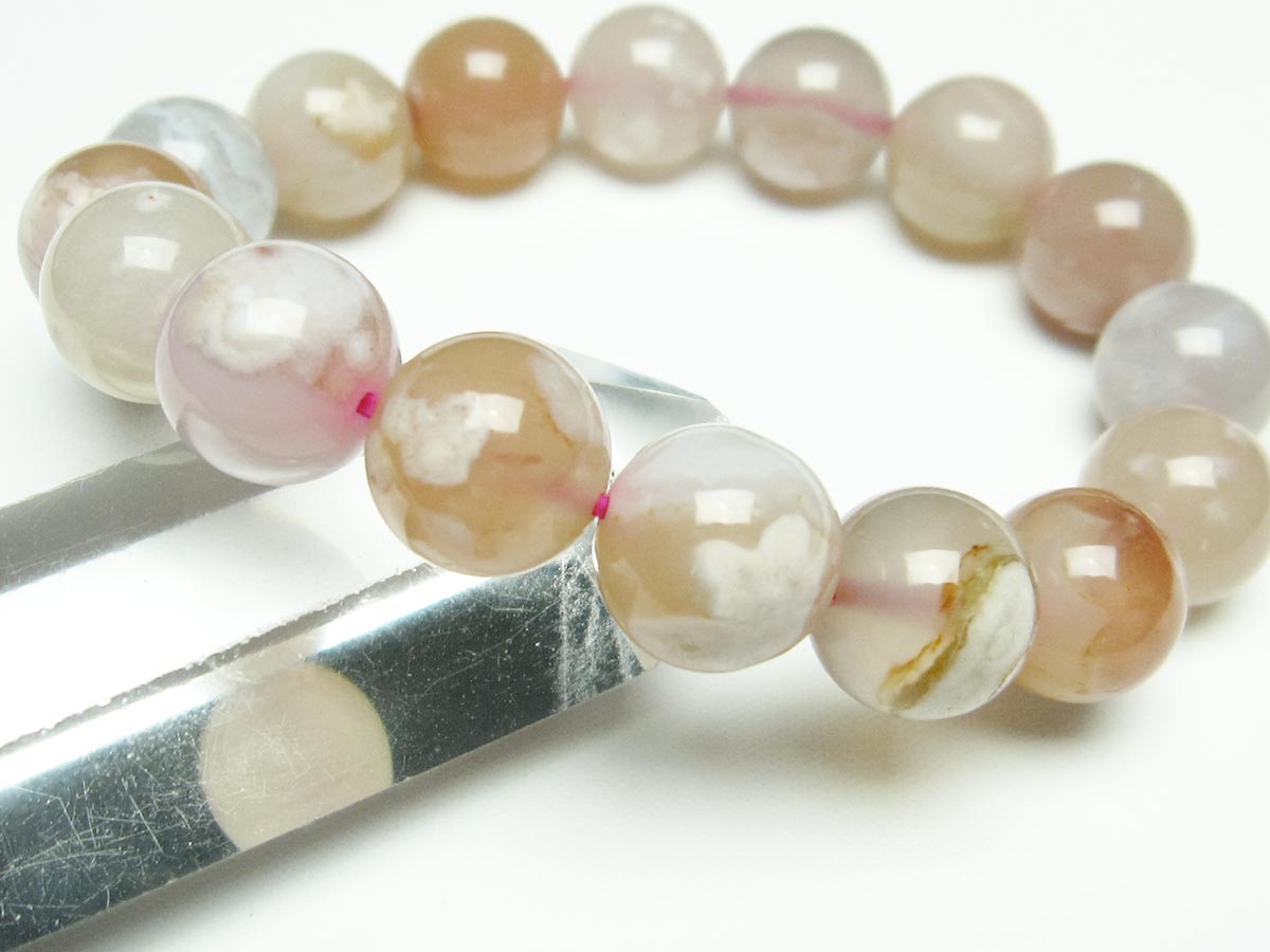 チェリーブロッサムアゲート ブレスレット 桜瑪瑙 13mm メール便可 [M便 1/10] 111-26448