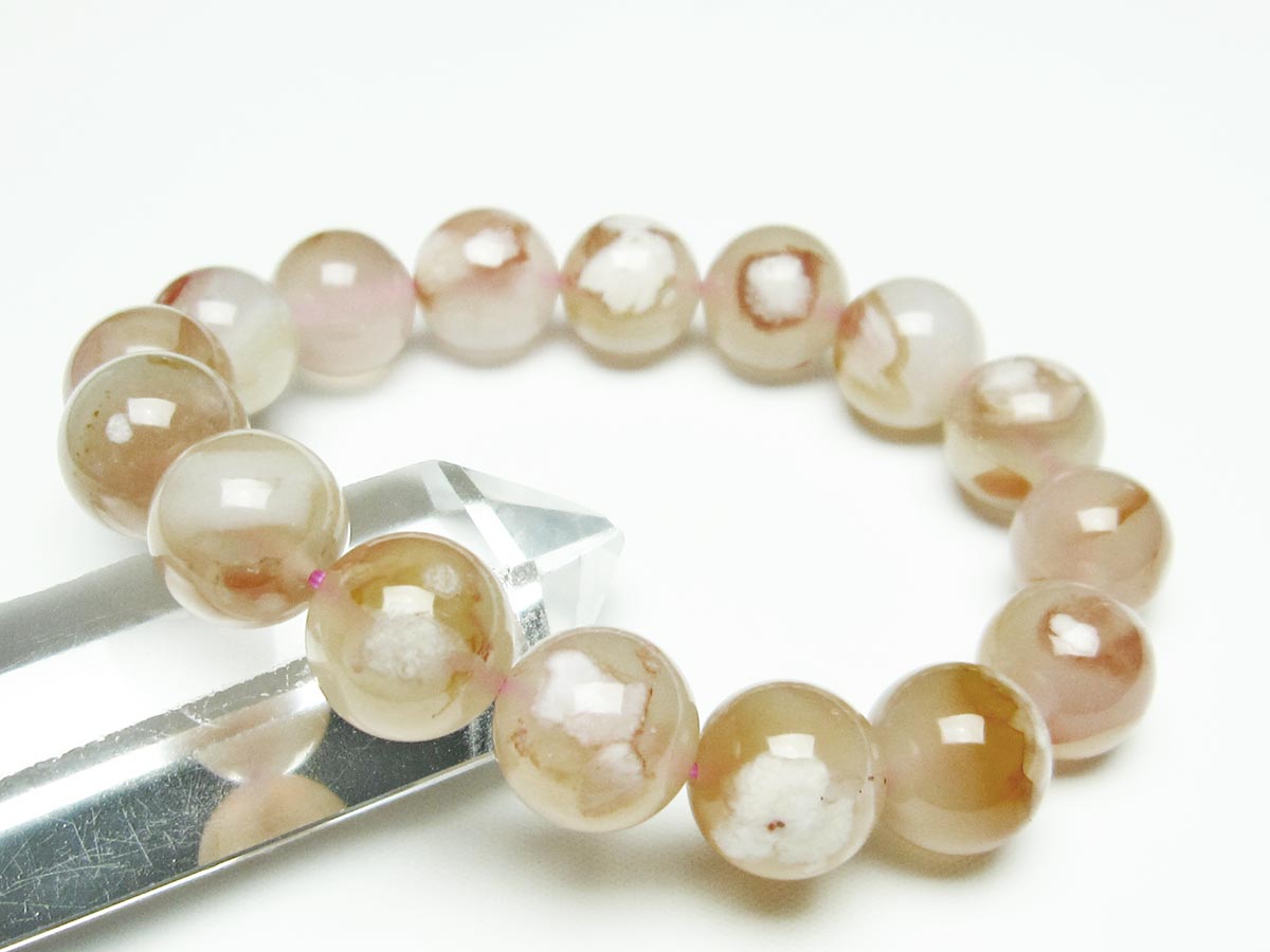 チェリーブロッサムアゲート ブレスレット 桜瑪瑙 14mm メール便可 [M便 1/10] 111-26449
