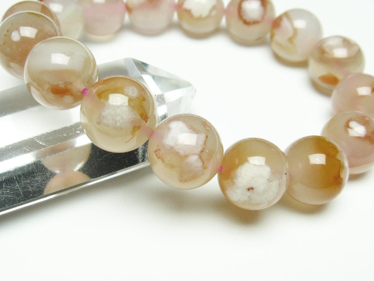 チェリーブロッサムアゲート ブレスレット 桜瑪瑙 14mm メール便可 [M便 1/10] 111-26449