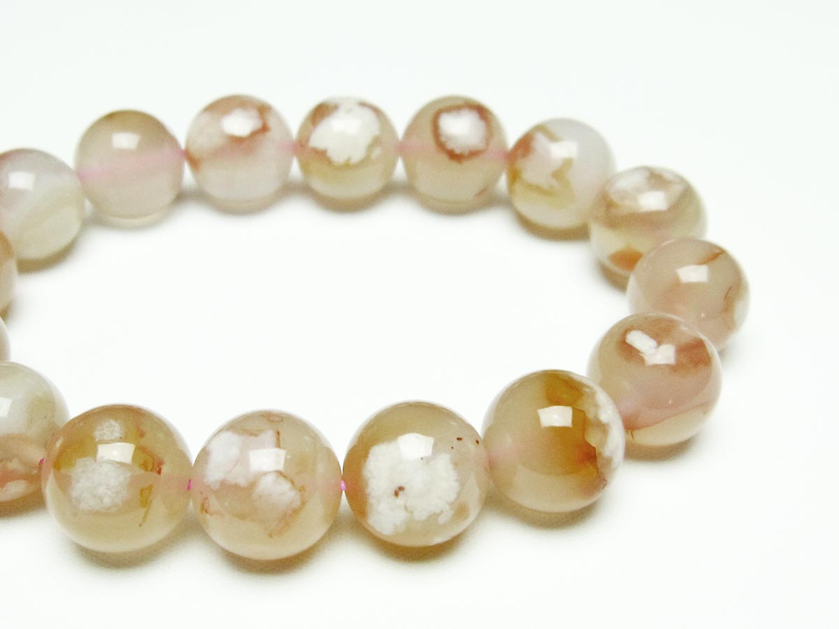 チェリーブロッサムアゲート ブレスレット 桜瑪瑙 14mm メール便可 [M便 1/10] 111-26449