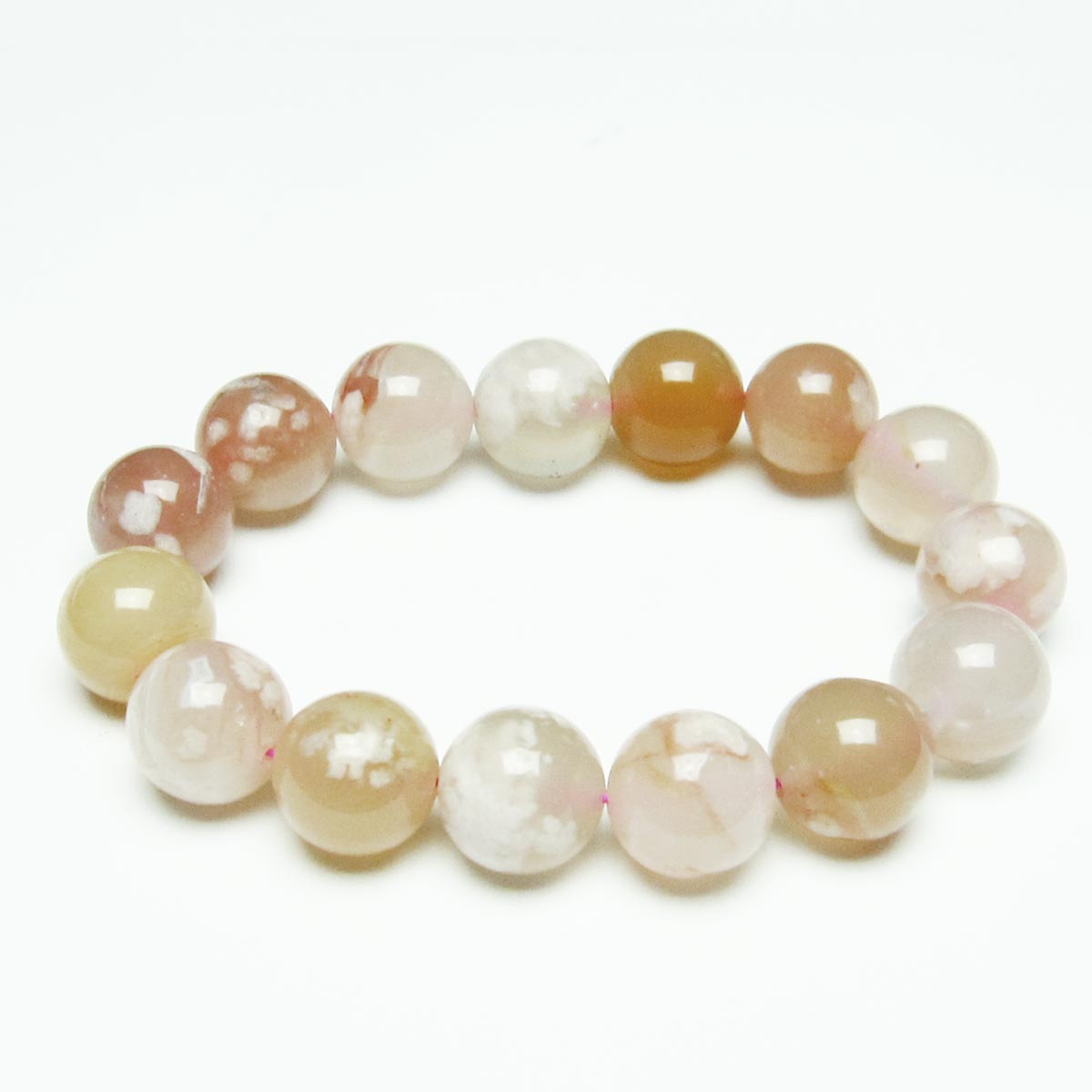チェリーブロッサムアゲート ブレスレット 桜瑪瑙 14mm メール便可 [M便 1/10] 111-26451