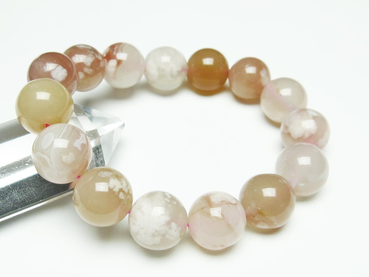 チェリーブロッサムアゲート ブレスレット 桜瑪瑙 14mm メール便可 [M便 1/10] 111-26451