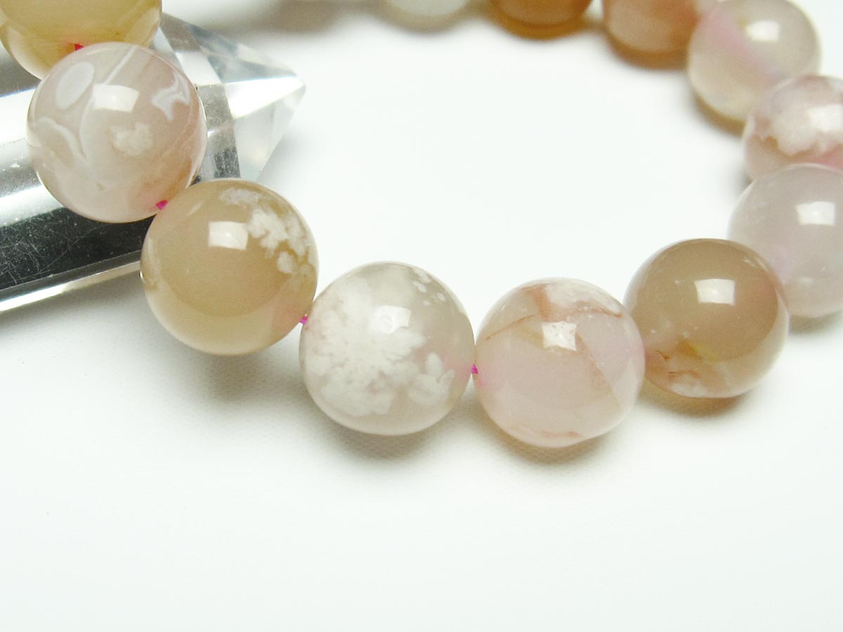 チェリーブロッサムアゲート ブレスレット 桜瑪瑙 14mm メール便可 [M便 1/10] 111-26451