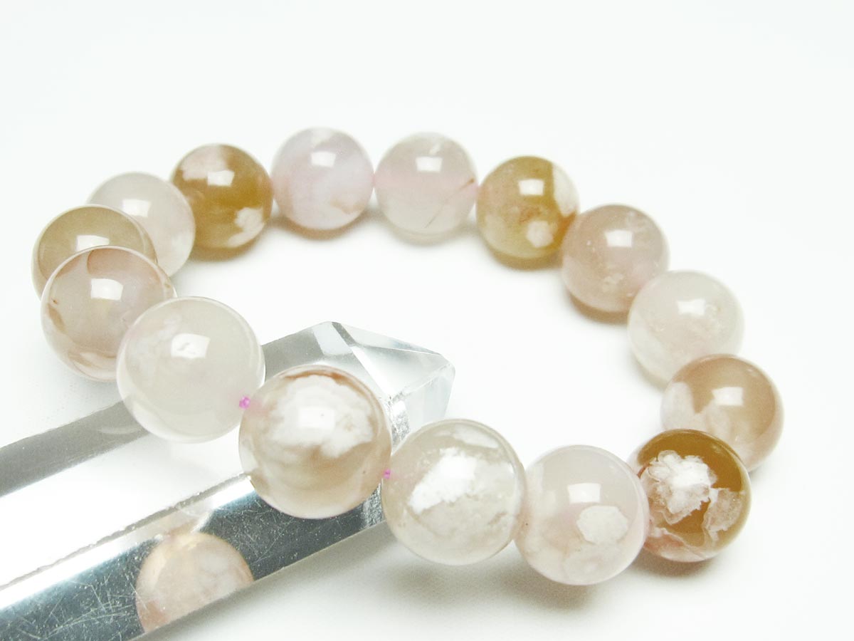 チェリーブロッサムアゲート ブレスレット 桜瑪瑙 14mm メール便可 [M便 1/10] 111-26454