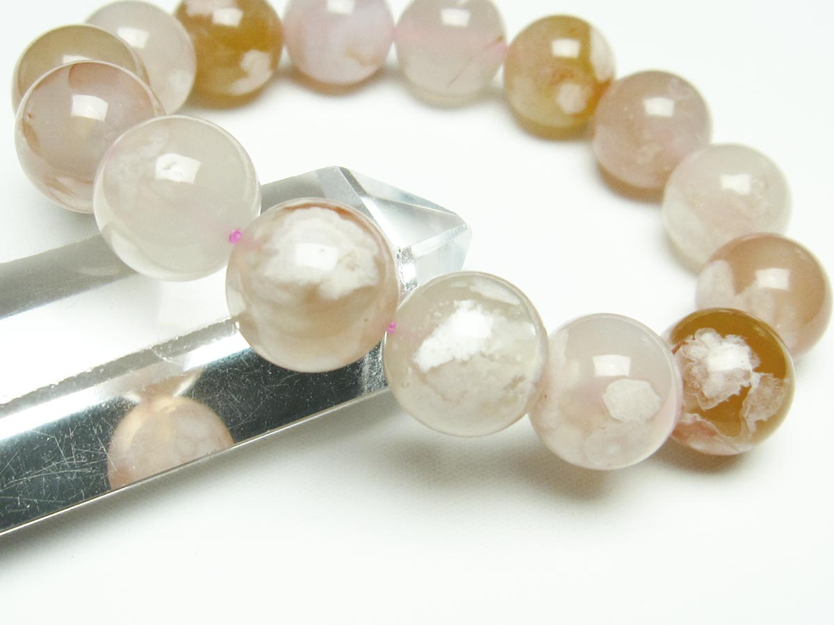 チェリーブロッサムアゲート ブレスレット 桜瑪瑙 14mm メール便可 [M便 1/10] 111-26454